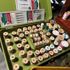 Vintage Thread Spools Wooden  Plastic Lot Silk  Cotton  Nylon  Polyester  case