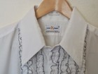 Vintage Lion Of Troy Ruffle Tuxedo Shirt 17 34 White Black 70s Disco Wedding Xl