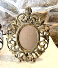 Pair Antique Victorian Ornate Oval Frame Vanity Gilt Art Nouveau Standing 11 X 8
