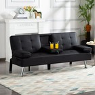Bshti Black Futon Convertible Sleeper Sofa Bed W  3-position Adjustable Backrest