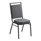Square Back Stacking Banquet Chair With Dark Gray Fabric And Black Vein Frame