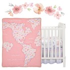 Lambs   Ivy Girls Rule The World Pink Floral 4-piece Baby Crib Bedding Set