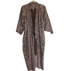 Vintage Mens Robe One Size Tan Belted Kimono Long Sleeve Casual Cotton