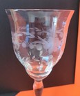 Set Of 4 Flower Etched Wine water Glasses 8 25  Clear Elegant Glass