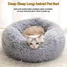 Calming Donut Pet Bed Fluffy Round Plush Cat Dog Cushion Washable Soft Cozy