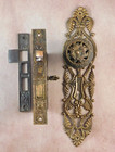 Antique Mortise Hopkins Dickinson Brass Bronze Doorknob Backplate Strike Turnkey