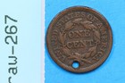 1846 1c Braided Hair Large Cent Penny Holed Early Us Type Coin Rw-267