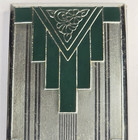 Vintage Evans Art Deco Cigarette Case Green Enamel Engine Turned Silver Tone