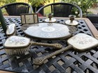 Vintage Regent Of London  Petit Point Vanity   Dressing Table Set With Clock