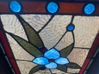 Antique American Vintage Leaded Beveled Stained Glass Window Jeweled