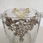 Vtg Arthur Court Glass Ice Bucket W  Aluminum Grape   Vine Embellishment France