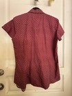 Roper Women Western Wear The West Short Sleeve Pearl Snap Burgundy   Blue Shirt