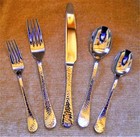 Ginkgo 42-pc Lafayette Hammered Stainless Steel Flatware Set    New   