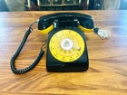Vintage Att Western Electric Rotary Dial Phone  Landline Telephone  Black Yellow