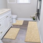 Hebe Bathroom Rug Set Of 3-piece Non Slip Bath Shower Mats With U-shaped 