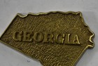 Georgia State Shape Brass Tone Metal Plaque Sign Souvenir Travel Home Decor