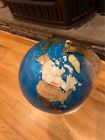 Beautiful Large 22  Turquoise Gemstone World Lapis Globe Gold Stand New Earth