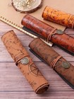 Pencil Cases Leather Creative Retro Luxury Treasure Map Roll Pen Bag Pouch New