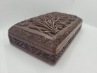 Vintage Chinese Carved Wooden Box Flowers Dark Hardwood Cigars Cards Jewellery