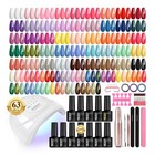 63 Pcs Gel Nail Polish Kit With Uv Light   Drill  45 Colors   Base top Coats  Ma