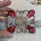 Vtg Set Of 3 Stacking Glass Flashed Little Ash Trays Multi Colored