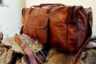 Leather Genuine Goat Travel Bag Gym Luggage Duffel Brown Duffle Men Overnight