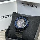 New    Citizen Eco-drive Weekender Black Steel Chronograph Men s Watch Ca0438-52e