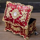 Vintage-style Ornate Jewelry trinket Box     Red   Gold Floral With Crystal Accent