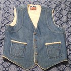 Big Smith Men s Denim Sherpa Lined Vest  Size L Regular  Blue beige