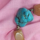 Chunky Beaded Necklace Turquoise Blue Nugget Shell Cone Pendant Boho