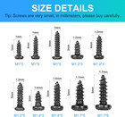 Pack Of 1000 Small Multi-purpose Self-tapping Electronic Screws Assortment Kit