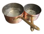 Vintage Copper tin 2 Pc Sauce Pans Made In Italy Brass Handle