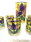 West Virginia Glass Bar Cocktail Shaker 6 Low Ball Glasses Set Gift Vintage