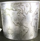 Arthur Armour  mariner s World Map  Aluminum World Map Waste Basket  Ca 1930 s