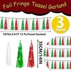 3p Red Green White Foil Fringe Metallic Tassel 29 5 Feet 