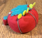Vintage Red Tomato strawberry Fabric Pin Cushion Great Condition