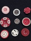 Vintage Buffed   Solid Red Pink White Brown Floral Celluloid   Plastic Buttons