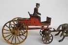 Rare Antique Hubley Cast Iron Fire Chief Horse Drawn Wagon Toy  Orig Paint  14  