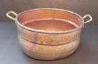 Vintage French Hand Hammered Copper Pot Or Bucket With Brass Handles