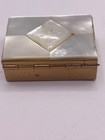 Vintage 1950 s Mother Of Pearl And Brass Tone Pill Box Trinket Box