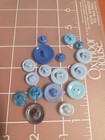 17 Vintage Blue Glass Buttons
