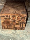 Antique Primitive Fabric Tongue And Groove Wooden Box