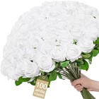 100 Pcs Artificial White Roses Silk Flowers For Wedding Home Decor