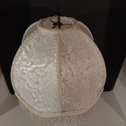 Vtg Victorian Style Silk Lamp Shade Fringe Bell Shape Floral Ivory Nos 10 x9 x3 