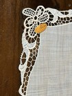 Antique Elegant White Linen Lace Handkerchief Wedding Heirloom Tag Unused     