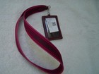 New Authentic Coach Wine Pebble Leather Lanyard Id  Holder  ch693