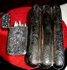Vintage 96 3g Sterling Silver Cigar Case   Vesta Match Safe With Bottom Striker