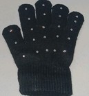 Black Clear Rhinestone Elementary Size Children Gloves 