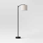 Downbridge Floor Lamp With Shade Black tan - Threshold  Ambient Light Metal Base