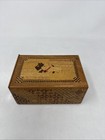 Vtg Japanese Yosegi Zaiku Hakone Puzzle Box Mt Fuji Scottie Dog  Secret Drawer